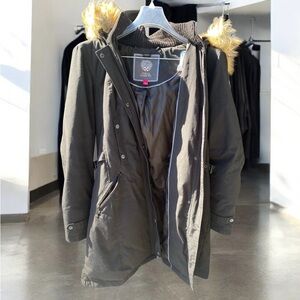 Vince Camuto Black Parka with Faux Fur Hood